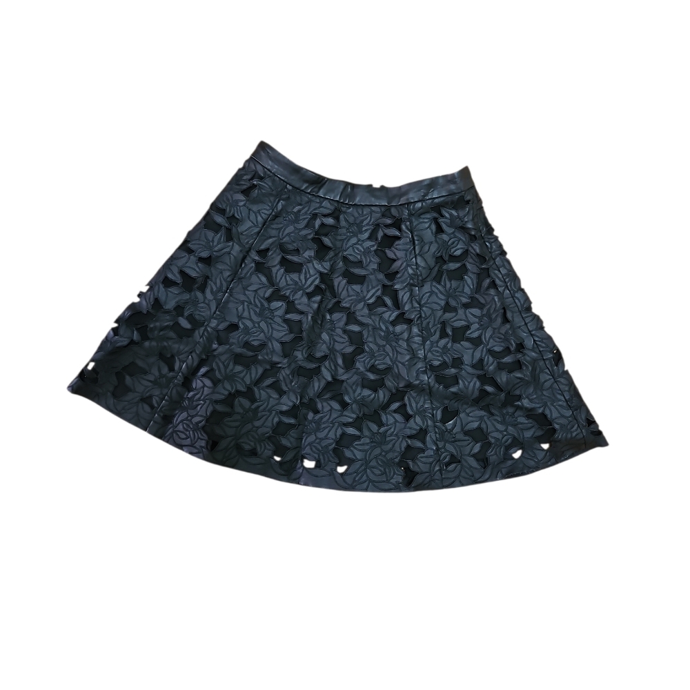 Club Monaco Black Floral A-Line Skirt